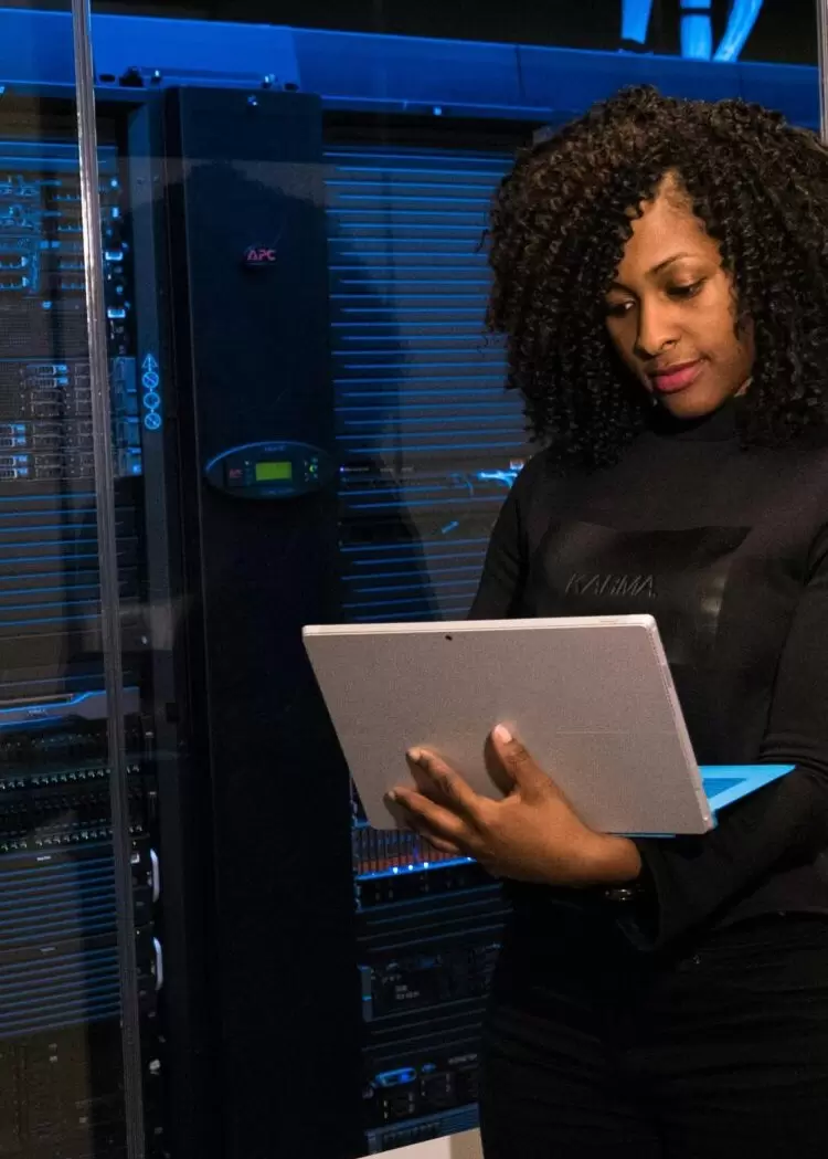 IT professional working in a data centre